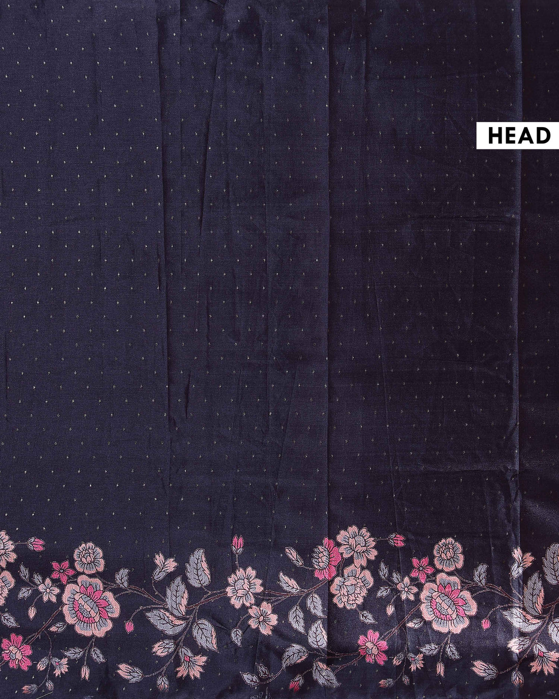 Elegant Semi Tussar Silk Saree with Floral Embroidery and Zari Dots -  Black