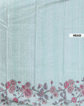 Elegant Semi Tussar Silk Saree with Floral Embroidery and Zari Dots - Green
