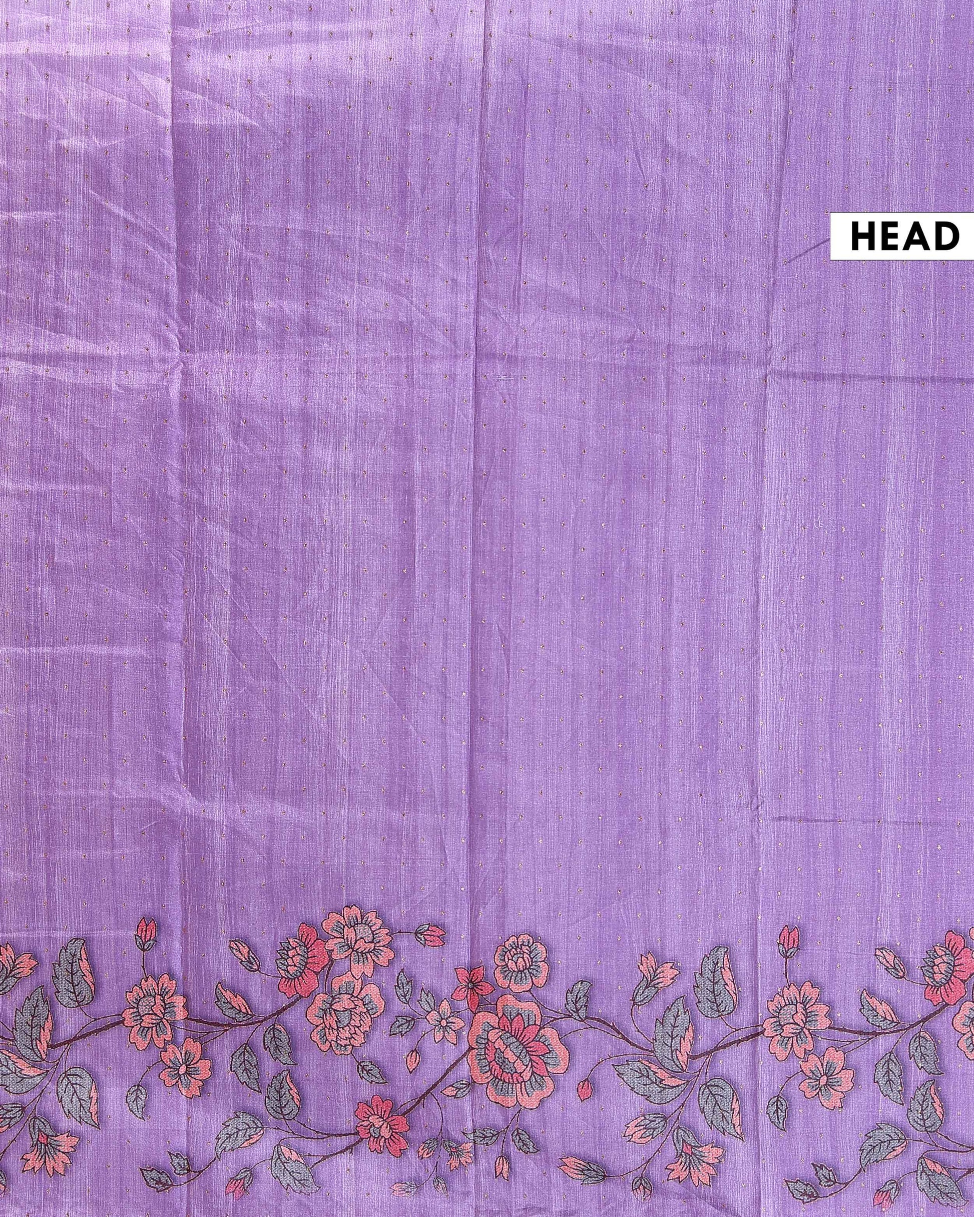 Elegant Semi Tussar Silk Saree with Floral Embroidery and Zari Dots -  Lavender