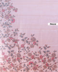Elegant Semi Tussar Silk Saree with Floral Embroidery and Zari Dots - Light Pink