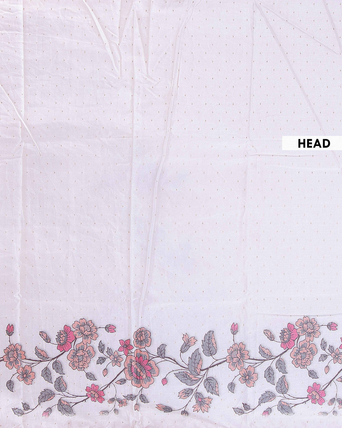 Elegant Semi Tussar Silk Saree with Floral Embroidery and Zari Dots - Off White