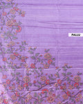 Elegant Semi Tussar Silk Saree with Floral Embroidery and Zari Dots - Purple