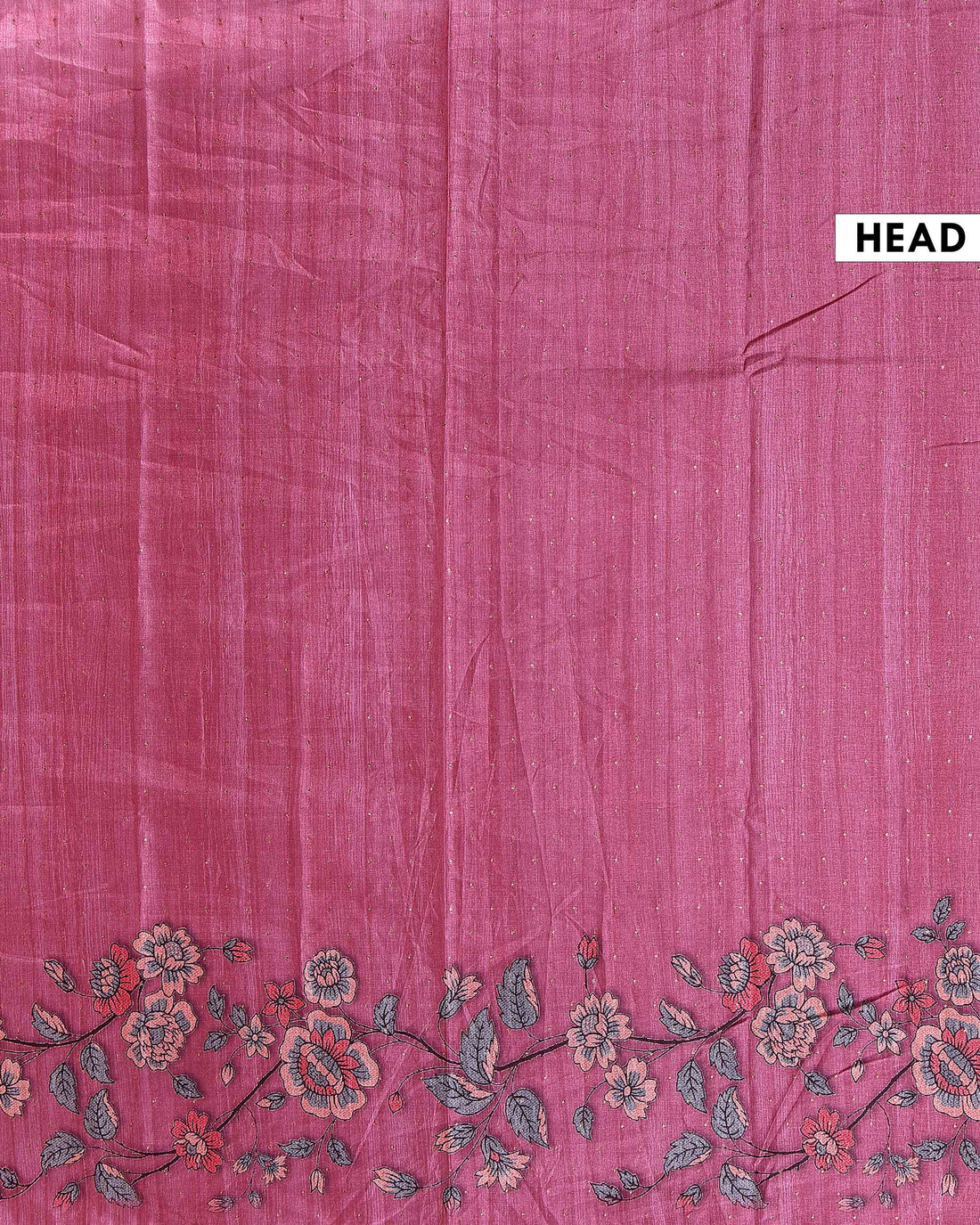 Elegant Semi Tussar Silk Saree with Floral Embroidery and Zari Dots -  Rani Pink
