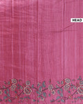 Elegant Semi Tussar Silk Saree with Floral Embroidery and Zari Dots -  Rani Pink