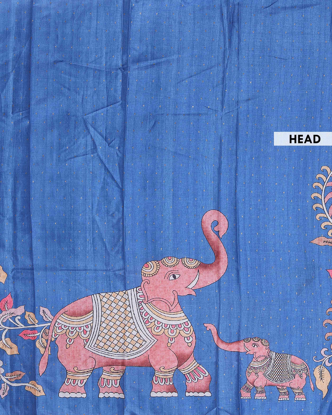 Elegant Semi Tussar Silk Saree with Hand-Painted Elephant and Floral Motifs - Blue