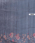 Elegant Semi Tussar Silk Saree with Intricate Floral Embroidery - Dark Grey