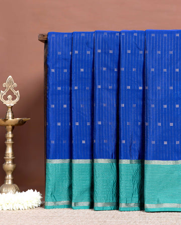 Elegant Soft Silk Saree Featuring Vertical Zari Stripes and Highlighted Border - Blue