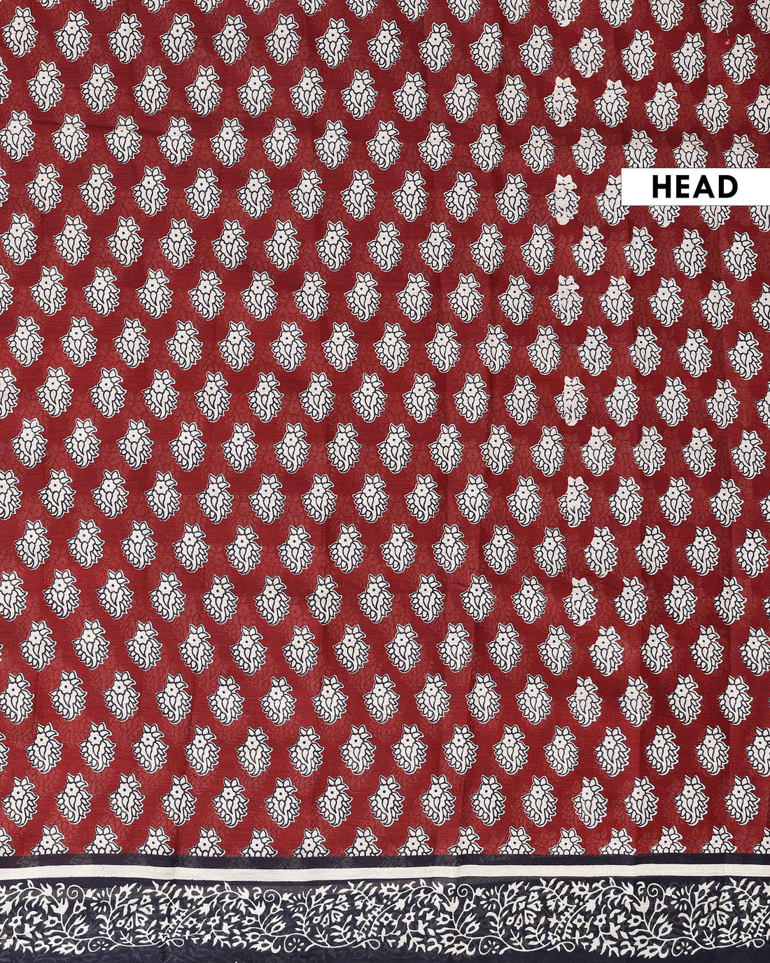 Hand Block Printed Mul Mul Cotton Saree with Elegant Floral Motifs - Maroon