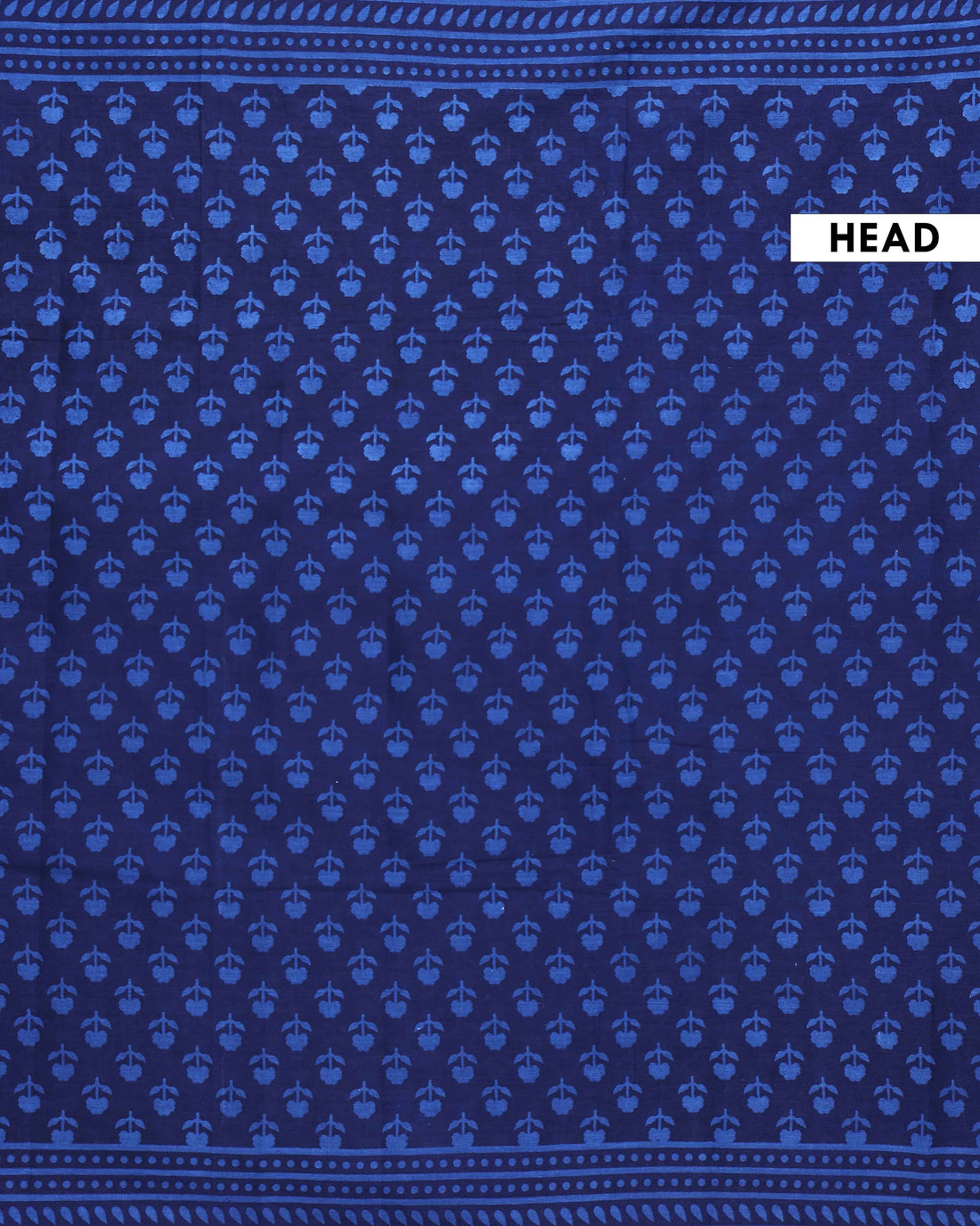 Handcrafted Mulmul Cotton Saree with Traditional Floral and Geometric Block Prints - Blue