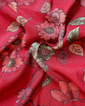 Handcrafted Semi Chanderi Saree Adorned with Floral Design and Classic Ethnic Pallu - Red