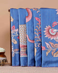 Handcrafted Semi Tussar Silk Saree with Hand-Painted Elephant and Floral Motifs - Blue