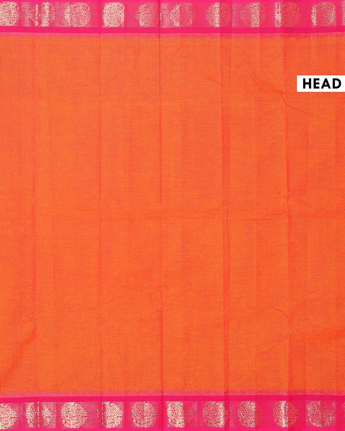 Handloom Chettinad Saree with Contrast Border and Paisley Designs - Orange