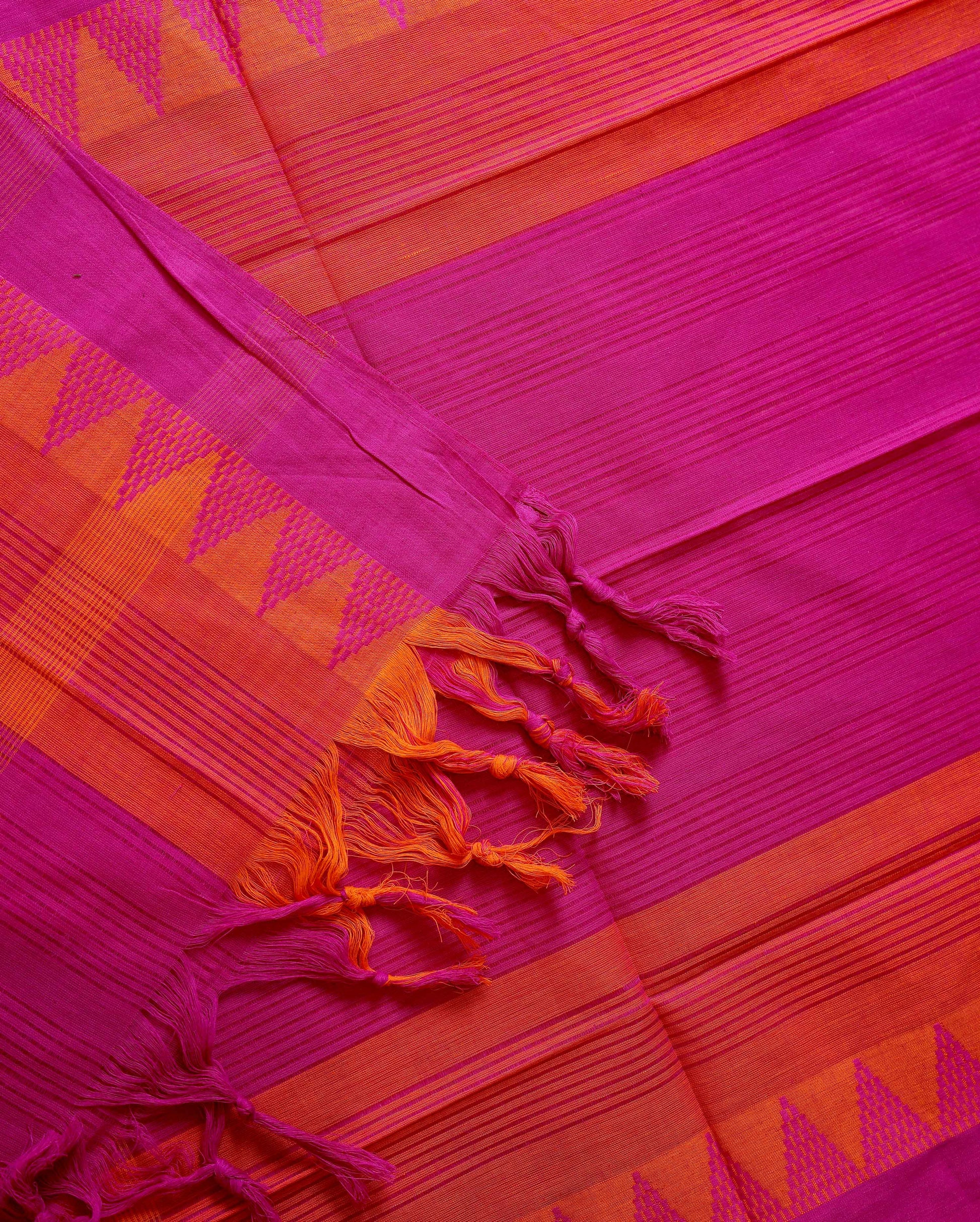 Women's Handloom Cotton Unstitched Salwar Suit Material with Geometric Woven Dupatta - Red