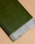 Women's Handloom Cotton Unstitched Salwar Suit Material with Woven Border and Dupatta - Green