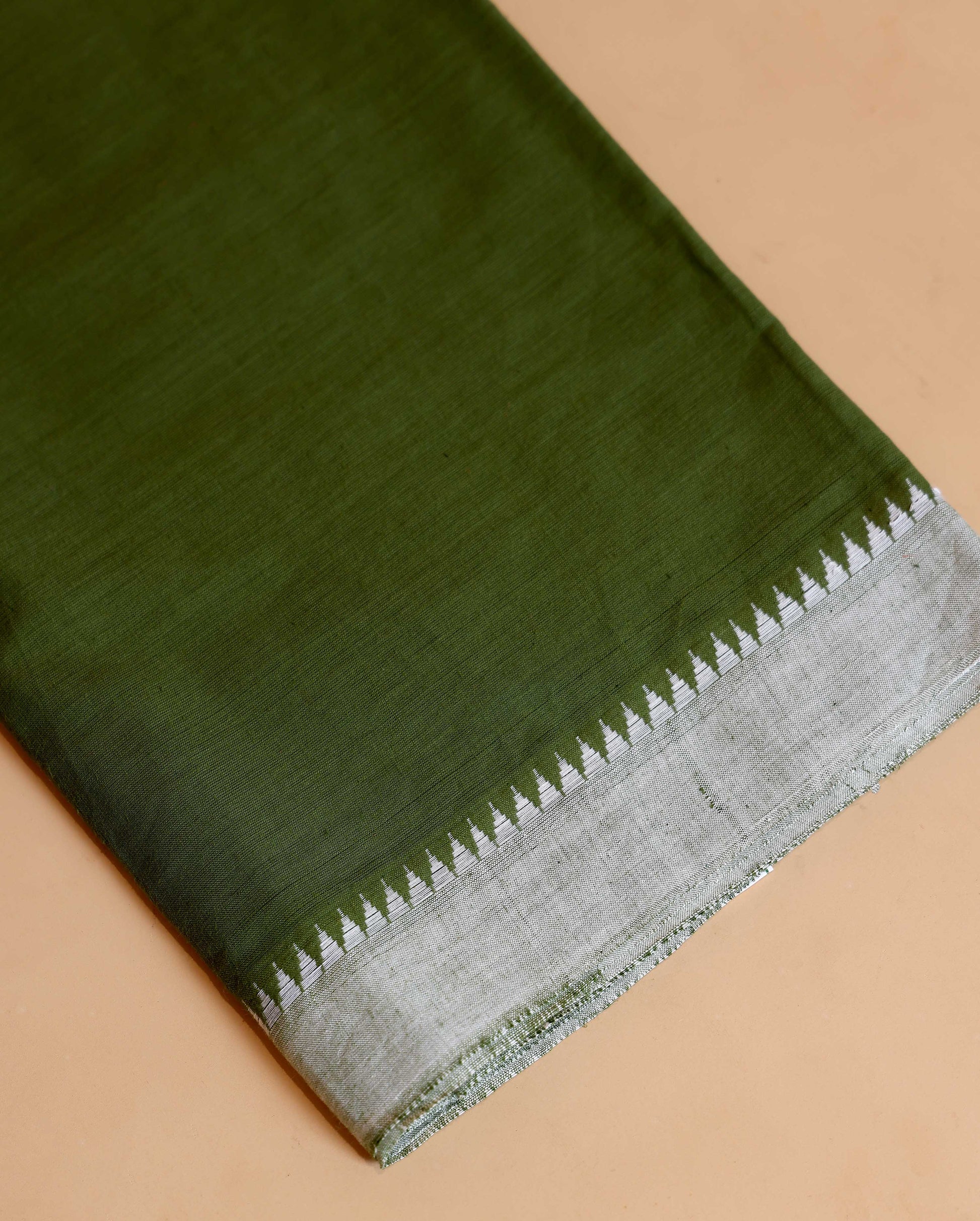 Women's Handloom Cotton Unstitched Salwar Suit Material with Woven Border and Dupatta - Green
