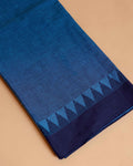 Women's Handloom Cotton Unstitched Salwar Suit Material with Woven Border and Patterned Dupatta - Blue