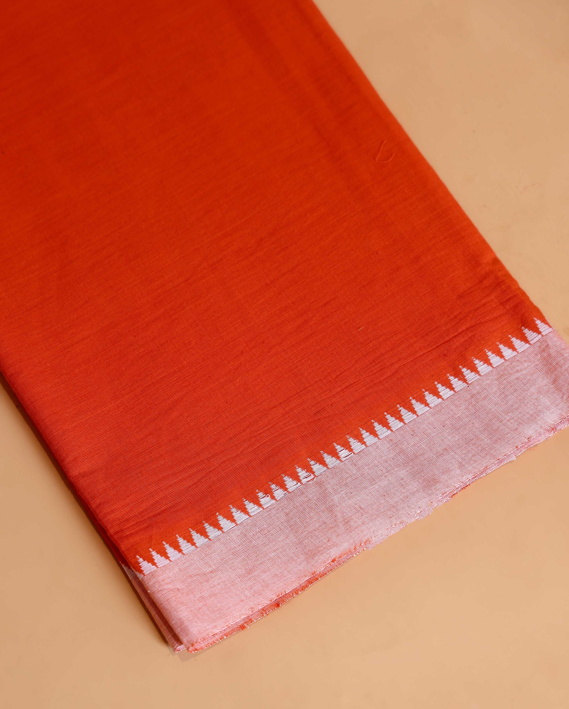 Women'sHandloom Cotton Unstitched Salwar Suit Material with Woven Zari Border & Matching Dupatta - Orange