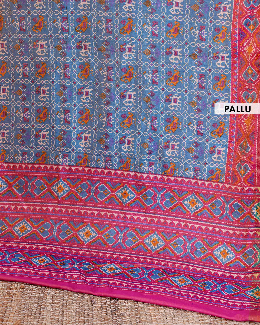 Handloom Intricate Patola Semi-Silk Saree with Traditional IkKat Weave - Blue