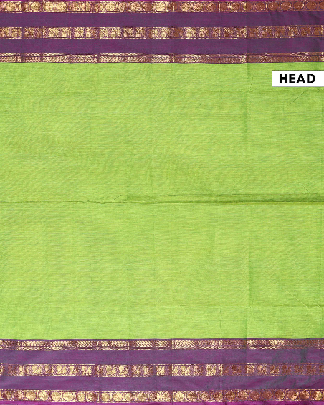 Handloom Kanchi Cotton Saree with Classic Checks and Temple Border - Green