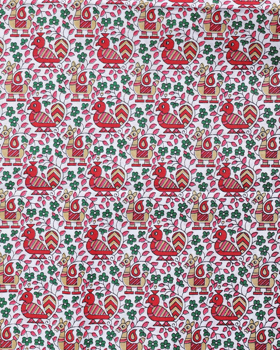 Handloom Khadi Cotton Saree with Contrast Printed Blouse and Tassel Accents -Red