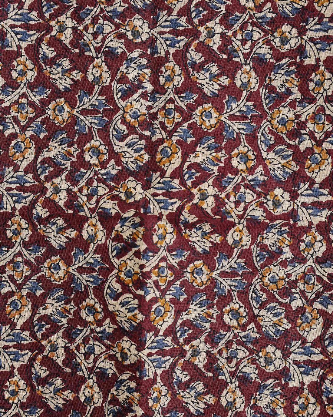 Handloom Khadi Cotton Saree with Contrast Printed Blouse and Tassel Accents - Dark Brown