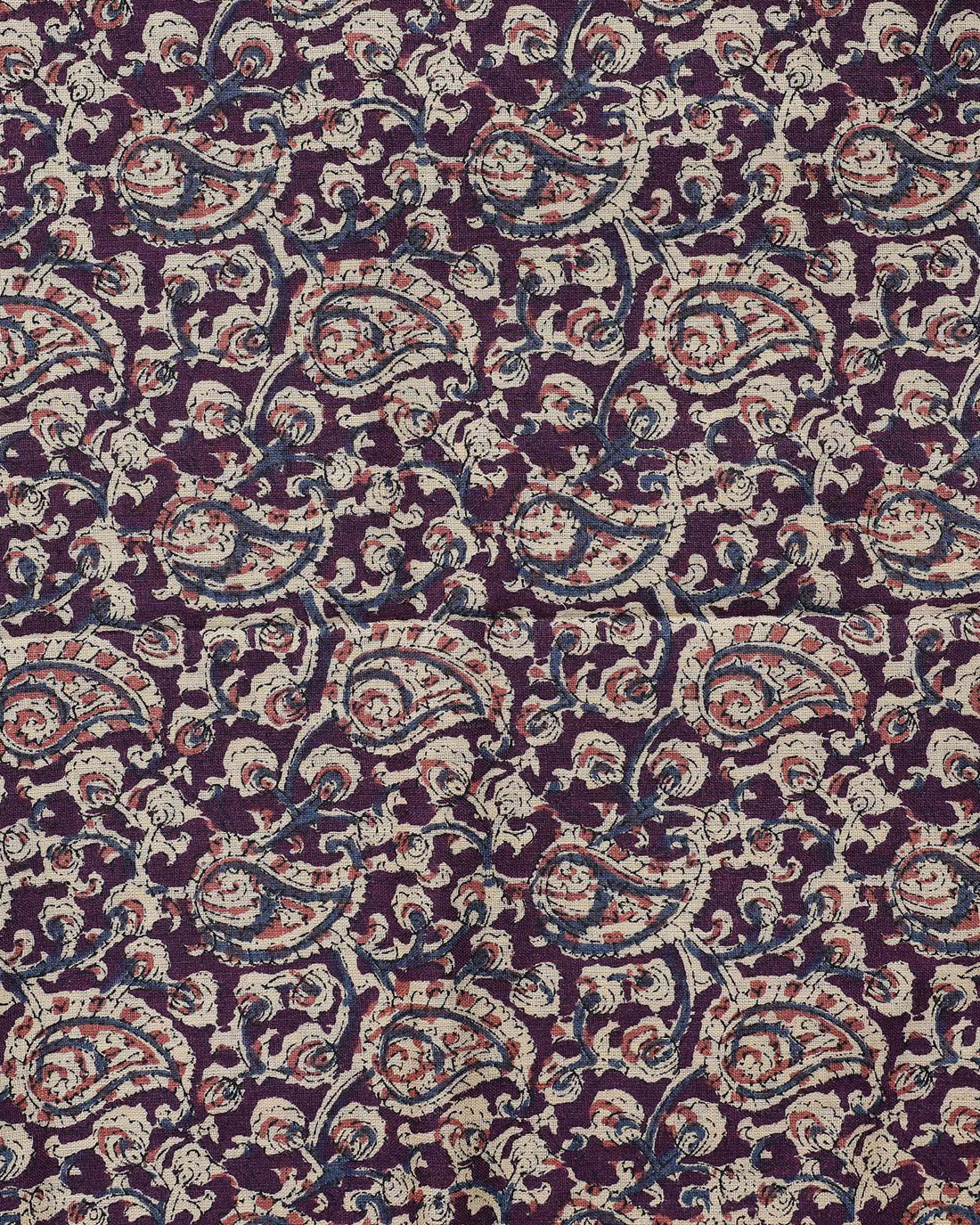 Handloom Khadi Cotton Saree with Contrast Printed Blouse and Tassel Accents - Dark Purple