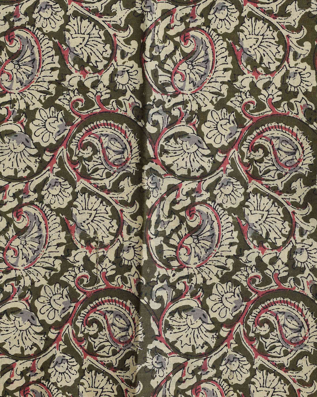 Handloom Khadi Cotton Saree with Contrast Printed Blouse and Tassel Accents - Green