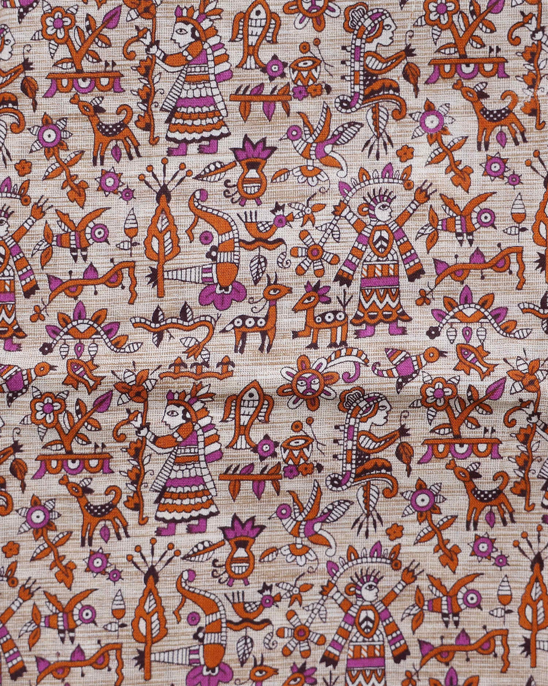 Handloom Khadi Cotton Saree with Contrast Printed Blouse and Tassel Accents - Grey