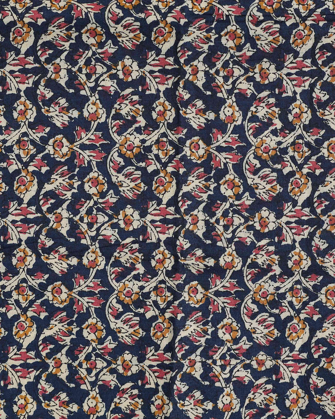 Handloom Khadi Cotton Saree with Contrast Printed Blouse and Tassel Accents - Navy Blue