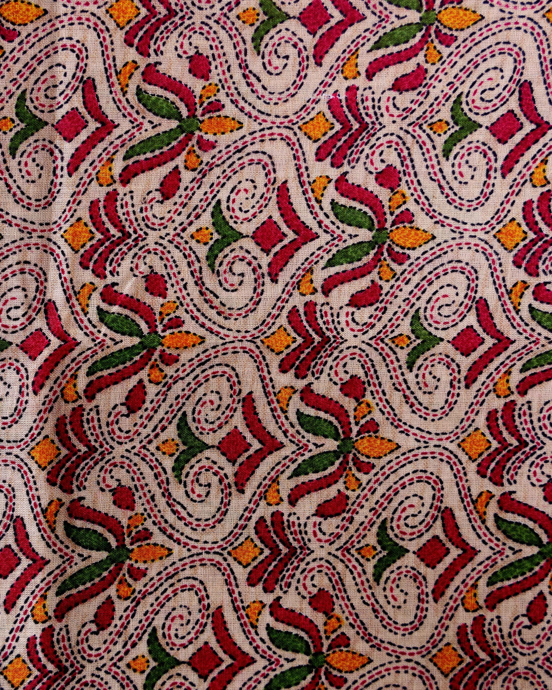 Handloom Khadi Cotton Saree with Contrast Printed Blouse and Tassel Accents - Pink