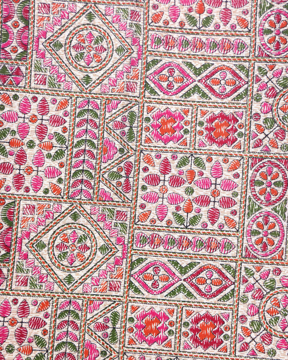 Handloom Khadi Cotton Saree with Contrast Printed Blouse and Tassel Accents - Pink