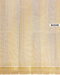 Handloom Kovai Cotton Saree with Striped Body and Woven Border - Yellow