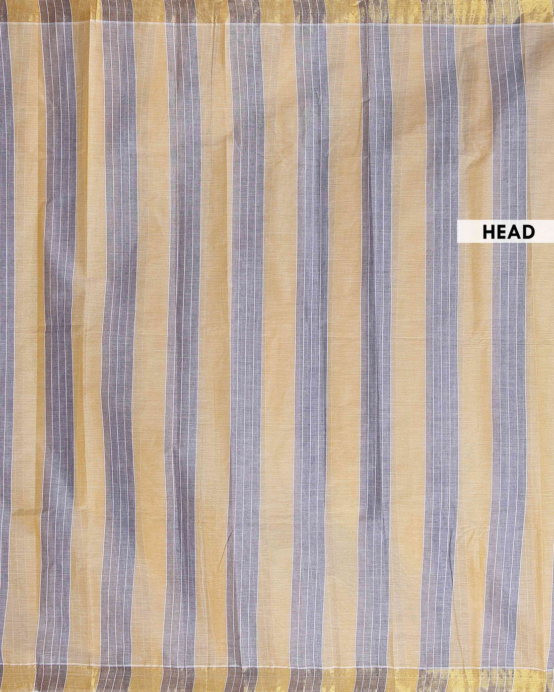 Handloom Kovai Cotton Saree with Striped Body and Woven Border - Yellow