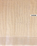 Handloom Kovai Cotton Saree with Striped Body and Zari Border - Light Orange