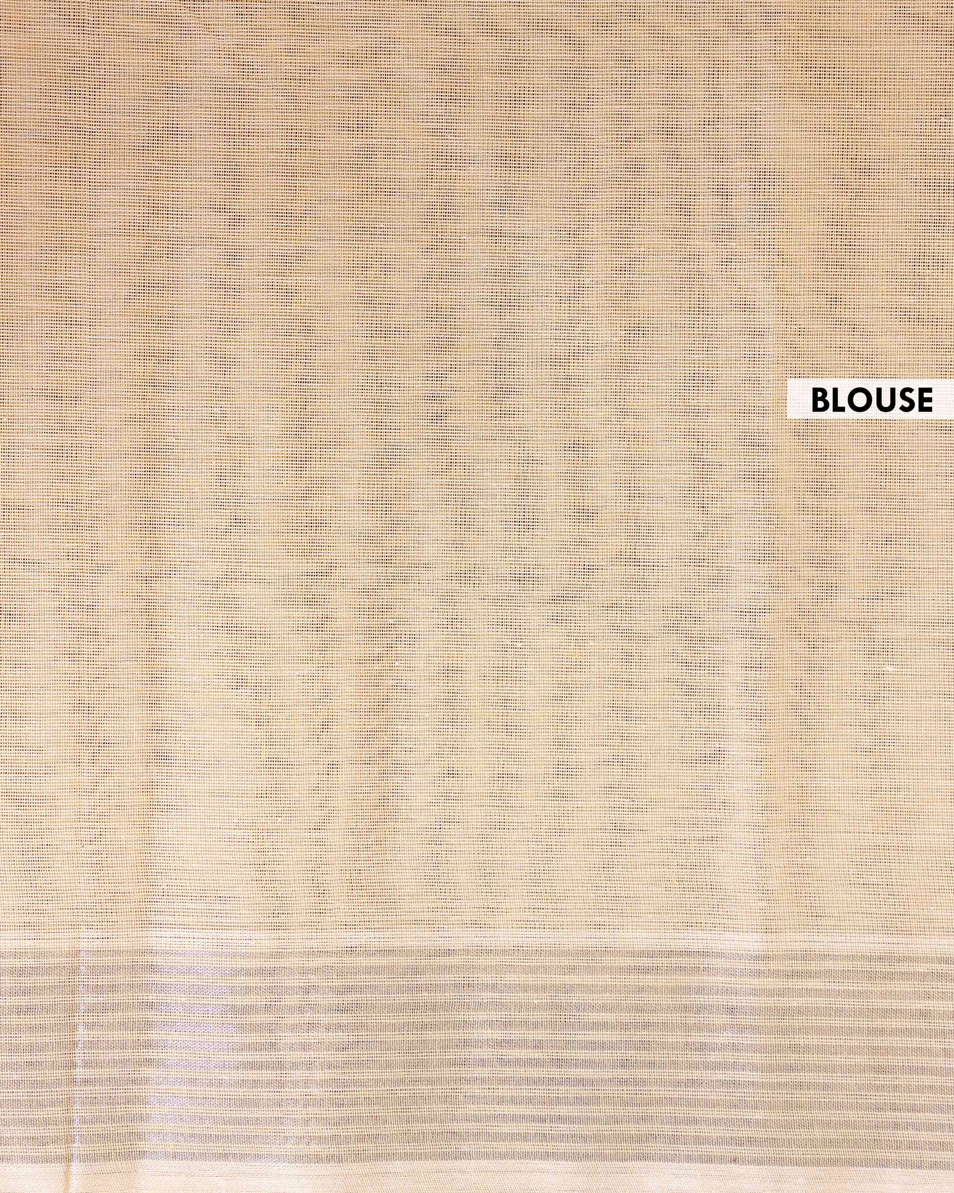 Handloom Kovai Cotton Saree with Striped Body and Zari Border - Light Orange