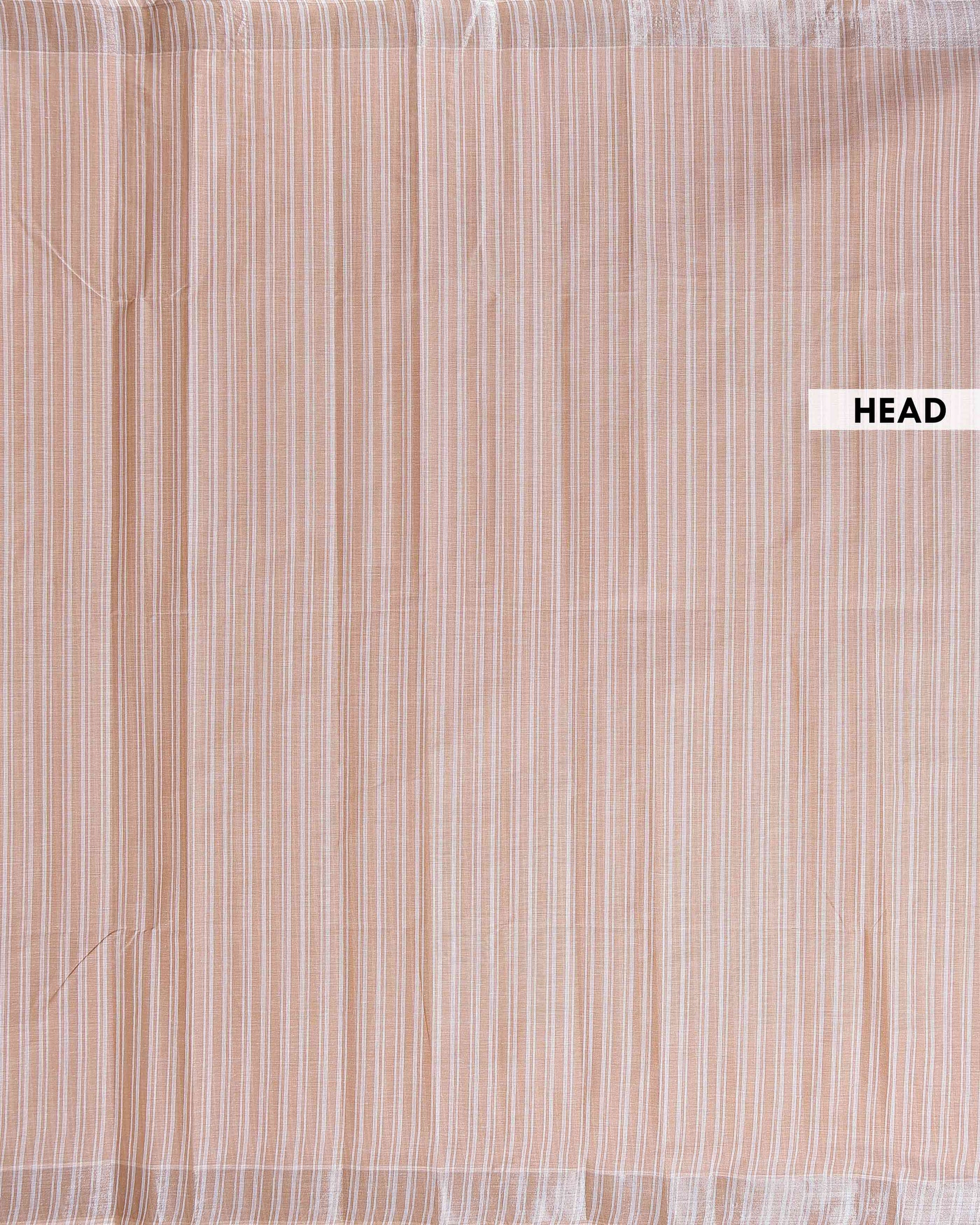 Handloom Kovai Cotton Saree with Subtle Striped Pattern - Brown