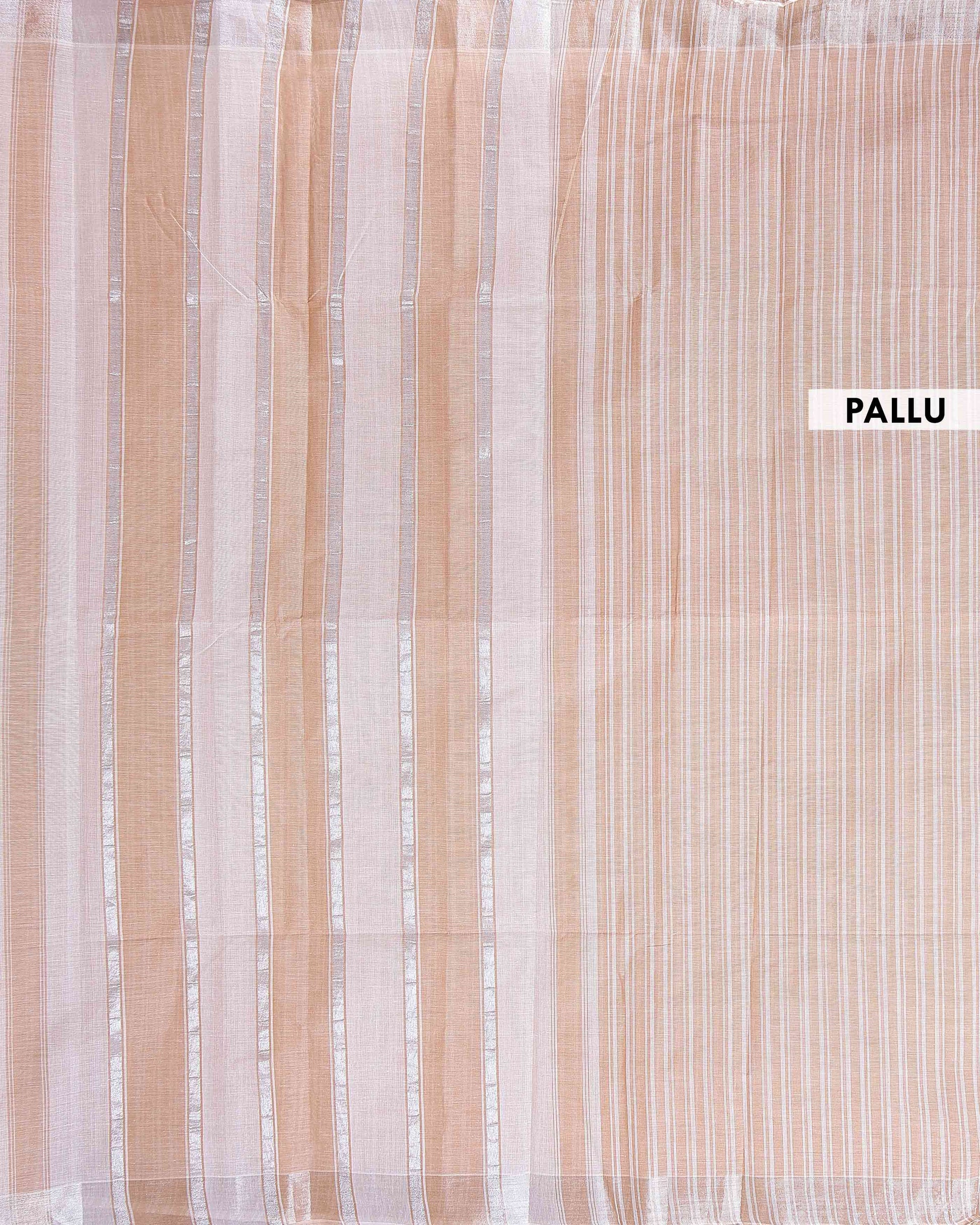 Handloom Kovai Cotton Saree with Subtle Striped Pattern - Brown