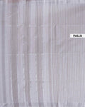 Handloom Kovai Cotton Saree with Subtle Striped Pattern - Light Grey