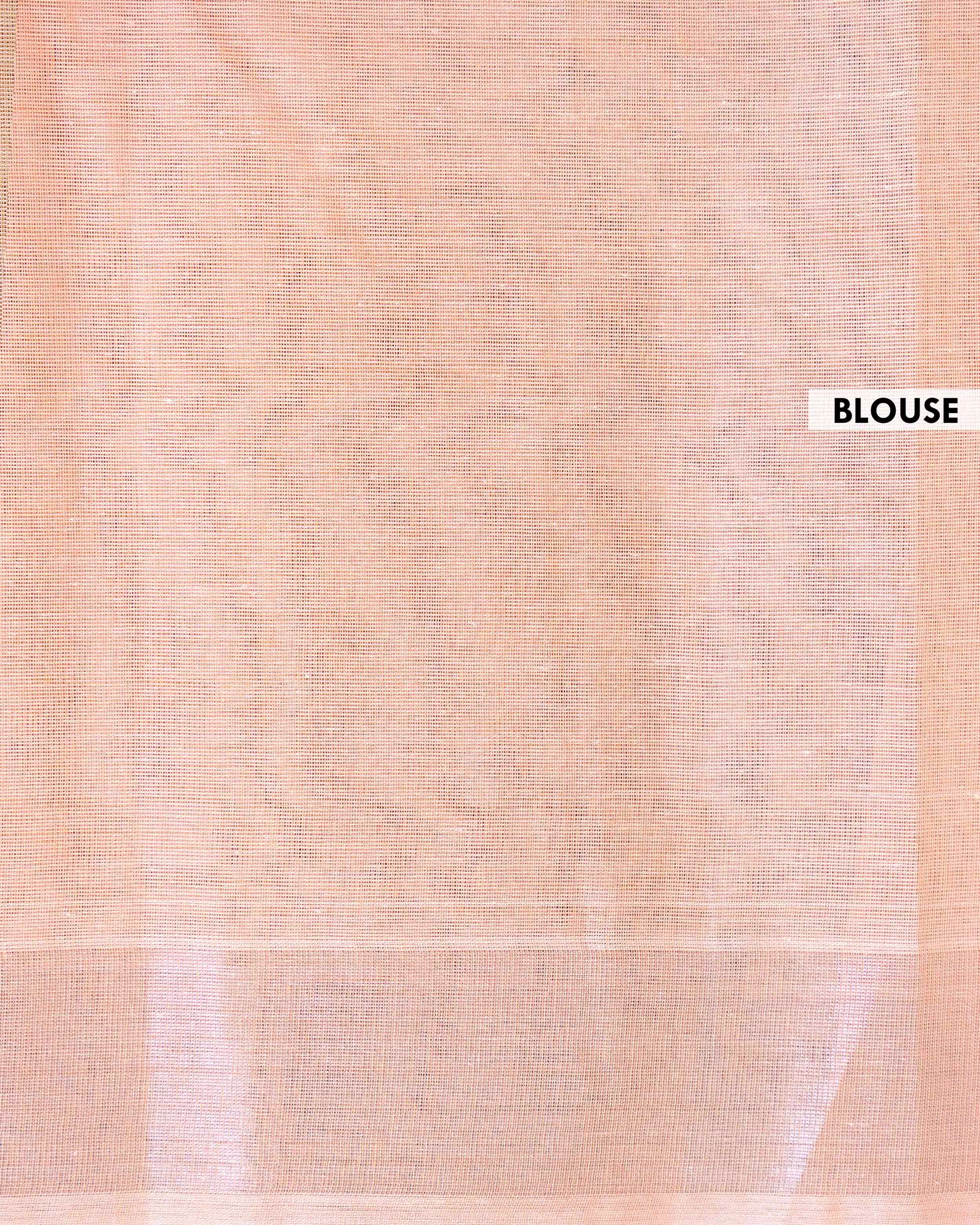 Handloom Kovai Cotton Saree with Subtle Striped Pattern - Peach