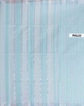 Handloom Kovai Cotton Saree with Subtle Striped Pattern - Sky Blue