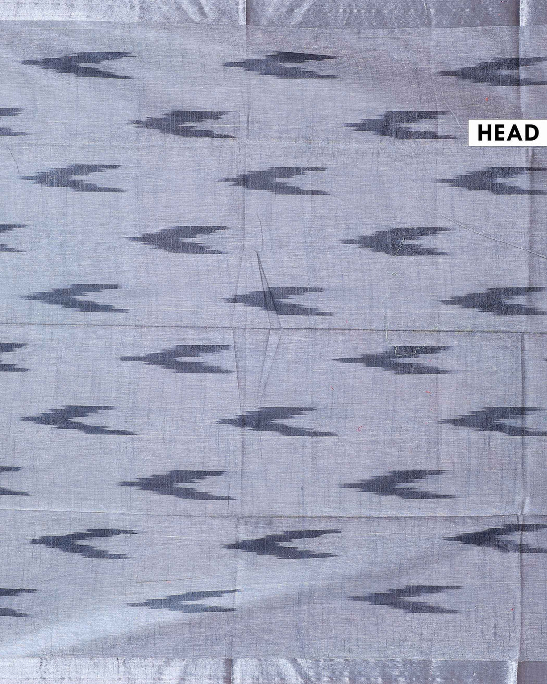 Handloom Linen Cotton Saree with Ikat Inspired Weave and Zari Border - Grey