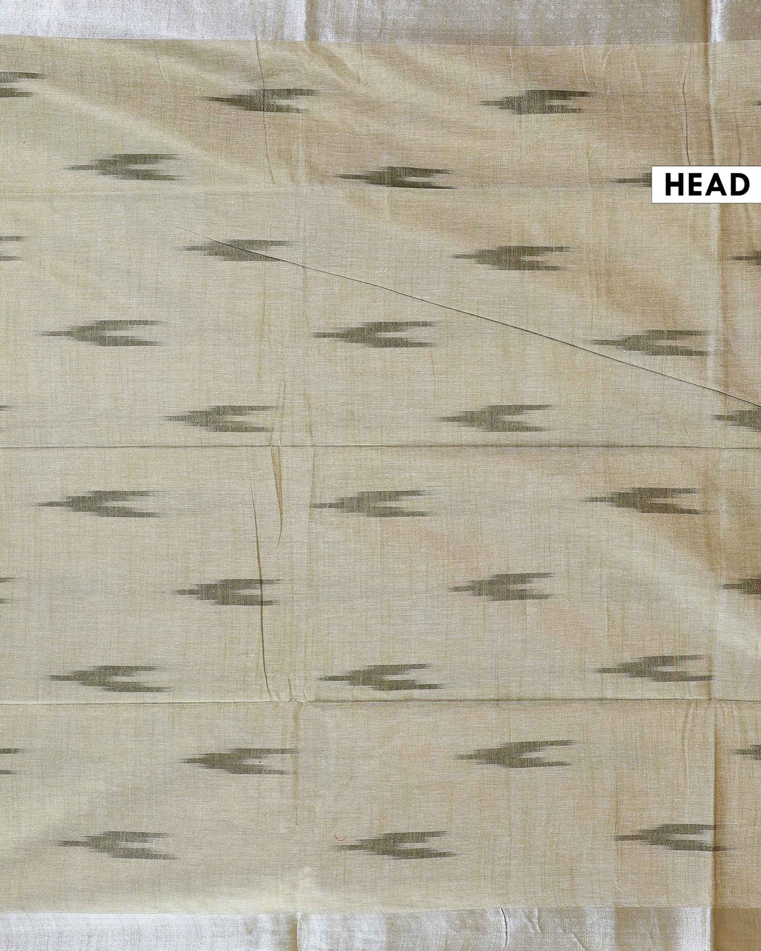 Handloom Linen Cotton Saree with Ikkat Inspired Pattern - Green