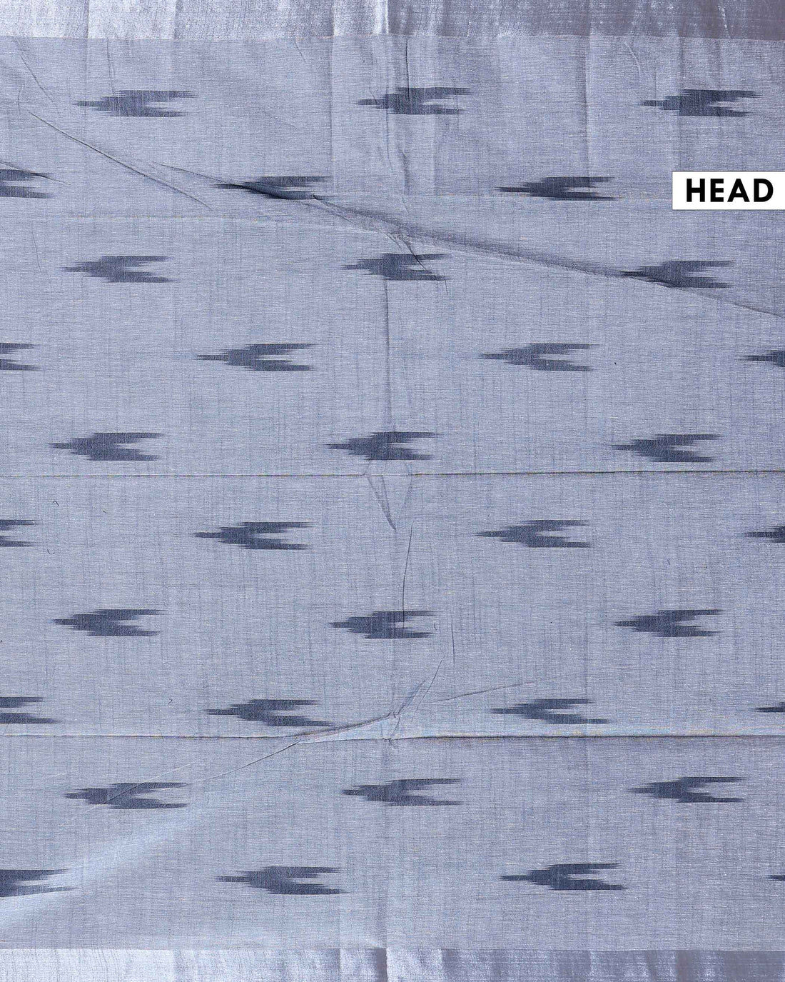 Handloom Linen Cotton Saree with Traditional Ikkat-Inspired Design - Dark Grey