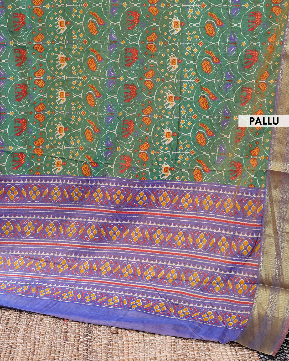 Handloom Patola Saree with Intricate Elephant and Floral Motifs - Green