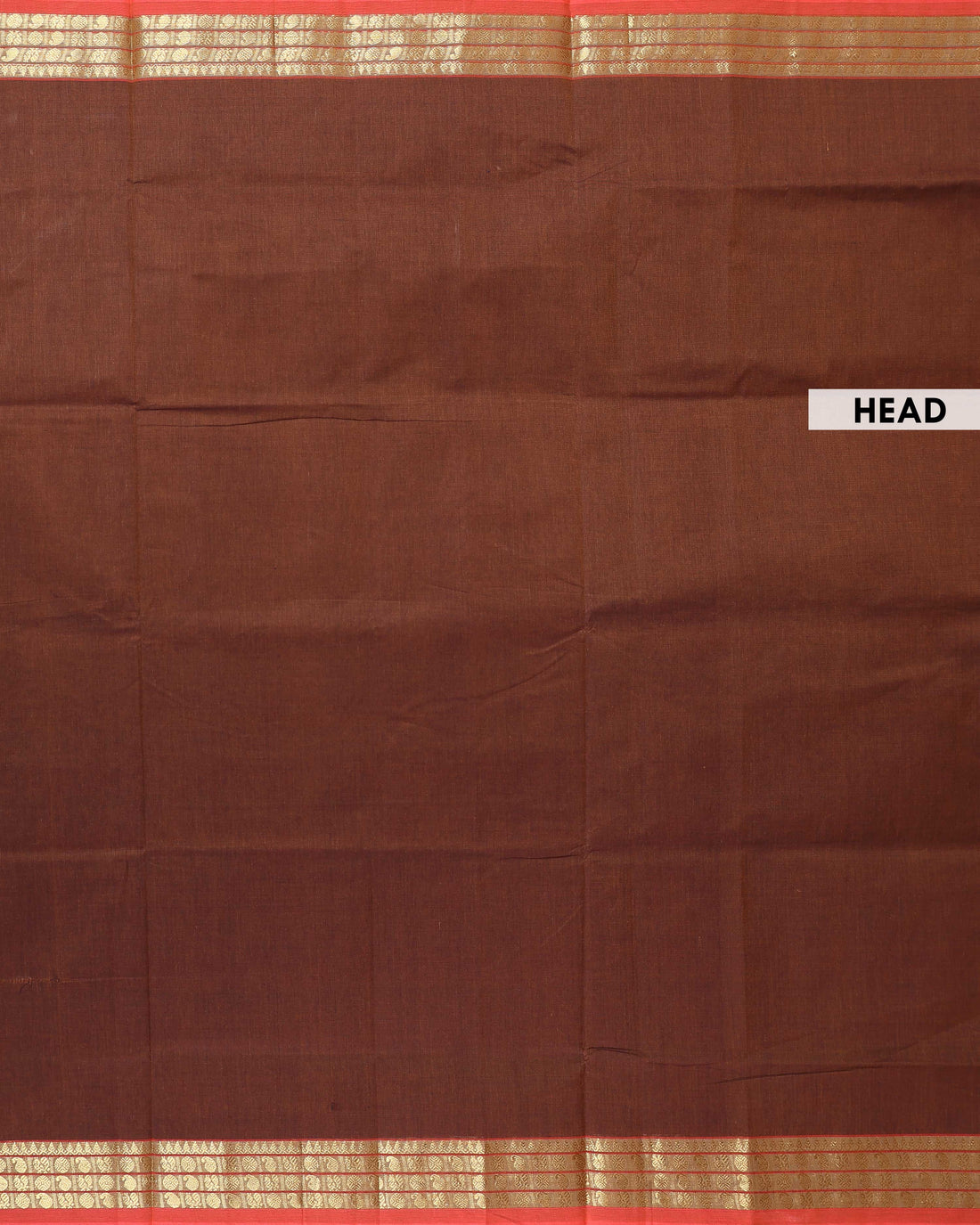 Handloom Venkatagiri Cotton Saree with Traditional Contrast Zari Border - Dark Brown