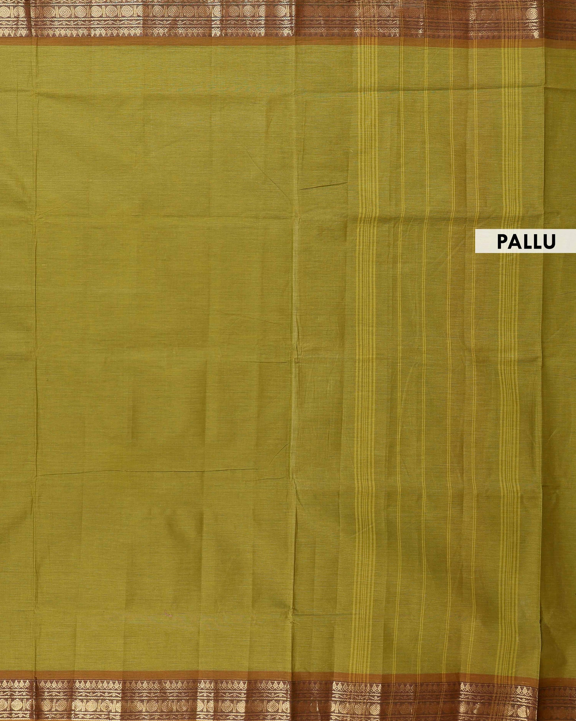 Handloom Venkatagiri Cotton Saree with Traditional Zari Woven Border - Green