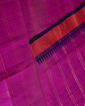 Handloom Venkatagiri Handloom Cotton Saree with Checked Pattern and Temple Zari Border Finish - Purple