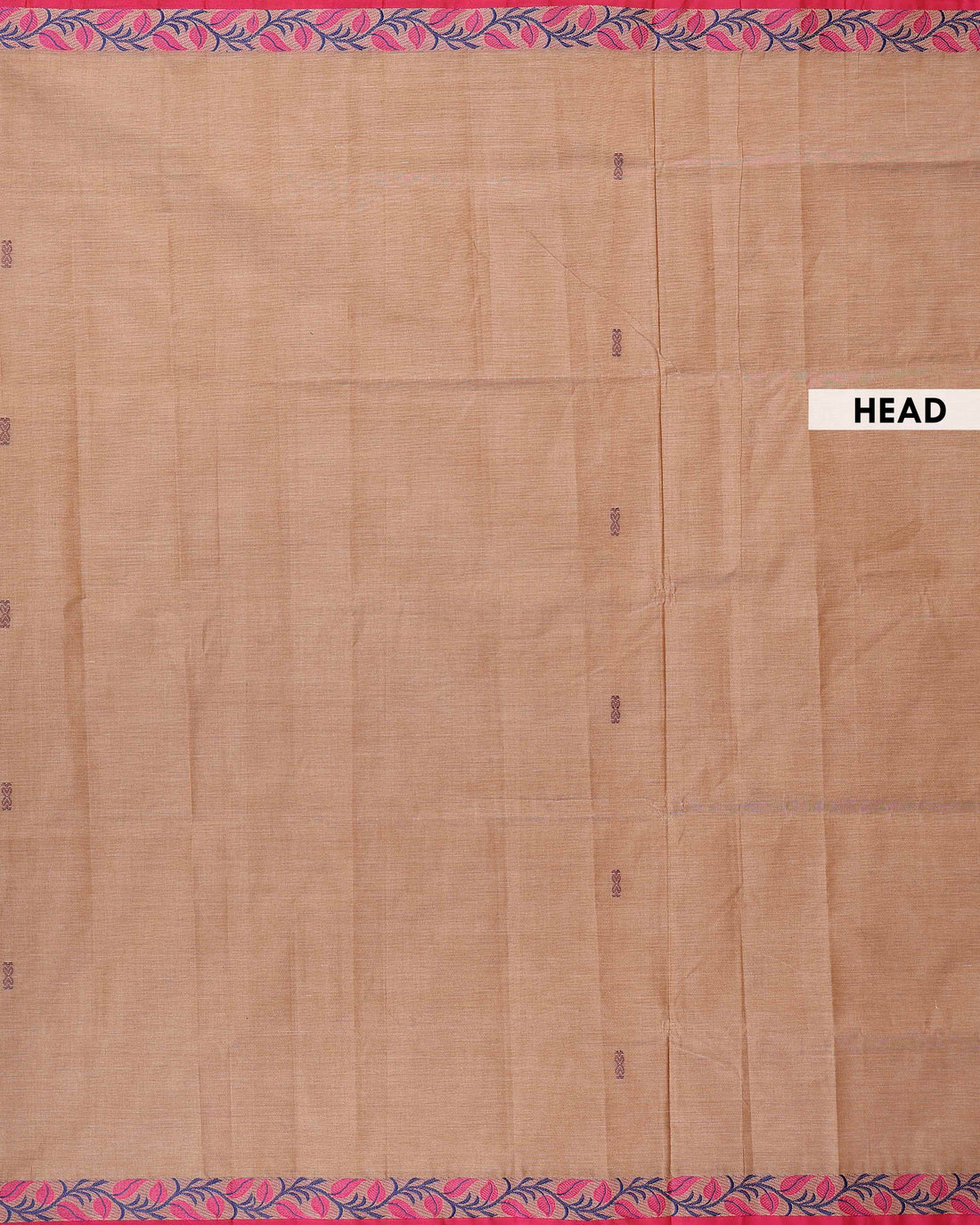 Handloom Venkatagiri Handloom Cotton Saree with Contrast Leaf Motif Woven Border - Brown