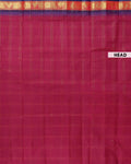 Handloom Venkatagiri Handloom Cotton Saree with Subtle Checked Weave and Contrast Temple Zari Border - Maroon
