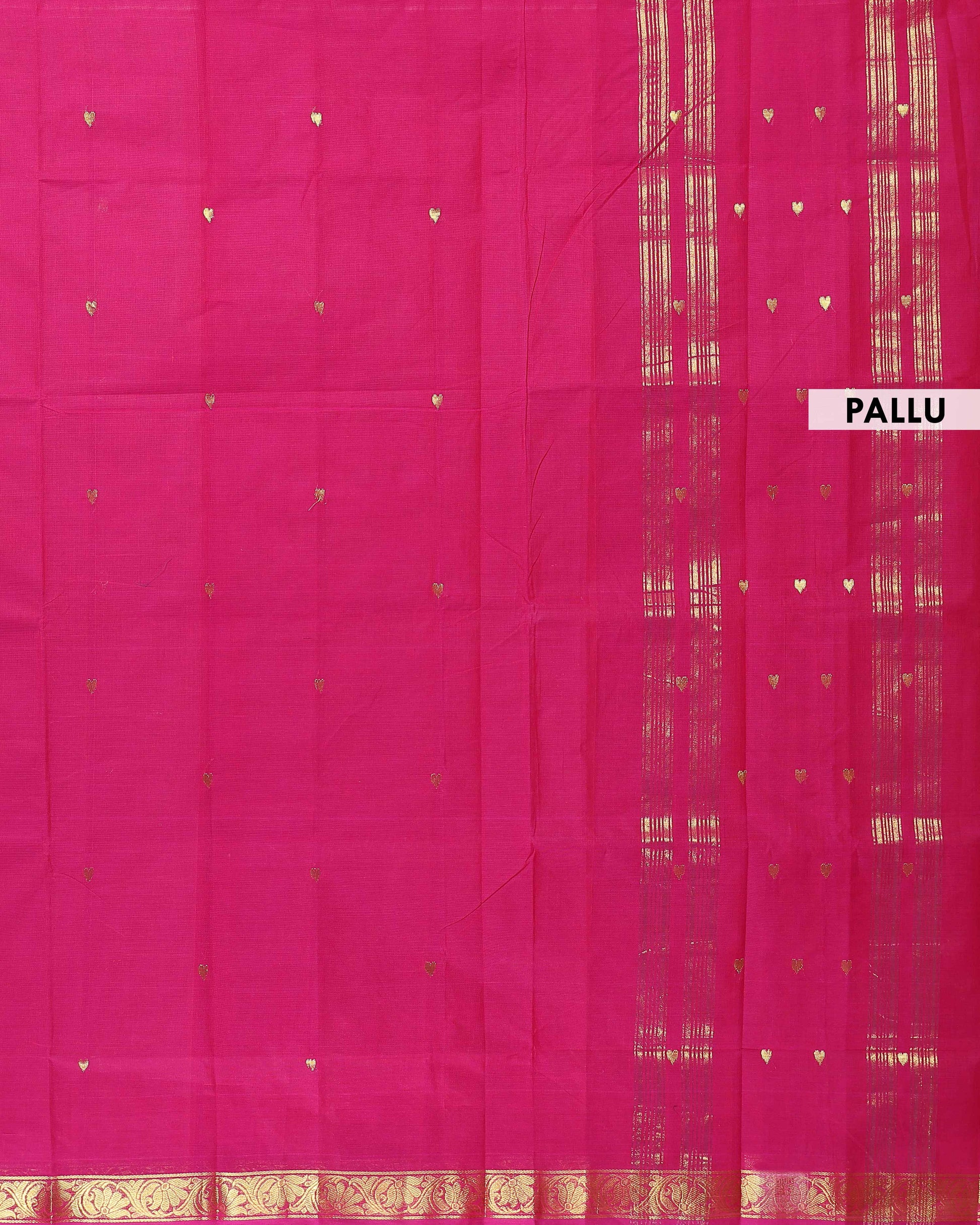 Handloom Venkatagiri Handloom Cotton Saree with Zari Butta and Traditional Woven Zari Border - Pink